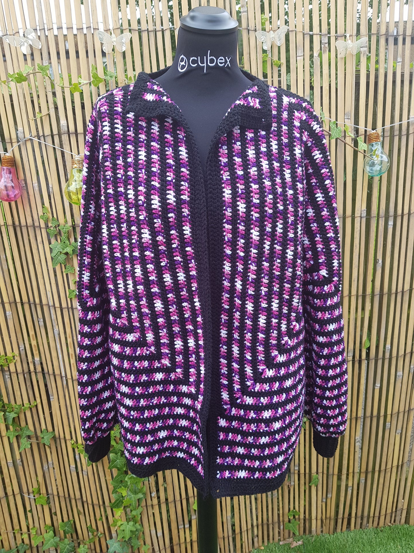 Cardigan - Black & pink